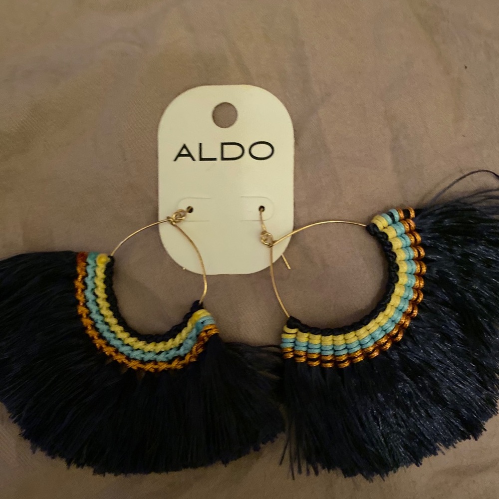 Aldo Navy Blue Fringe Earrings